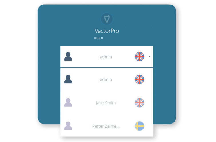 หน้าจอทดสอบ VectorPro - บทบาทของผู้ใช้