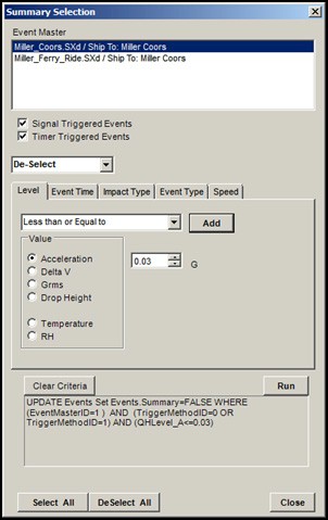 Summary selection screen in SaverXware.