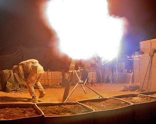 Mortar being fired.