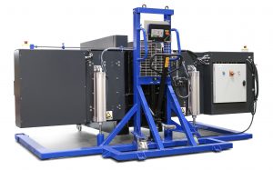 Rear view of package clamping test system.