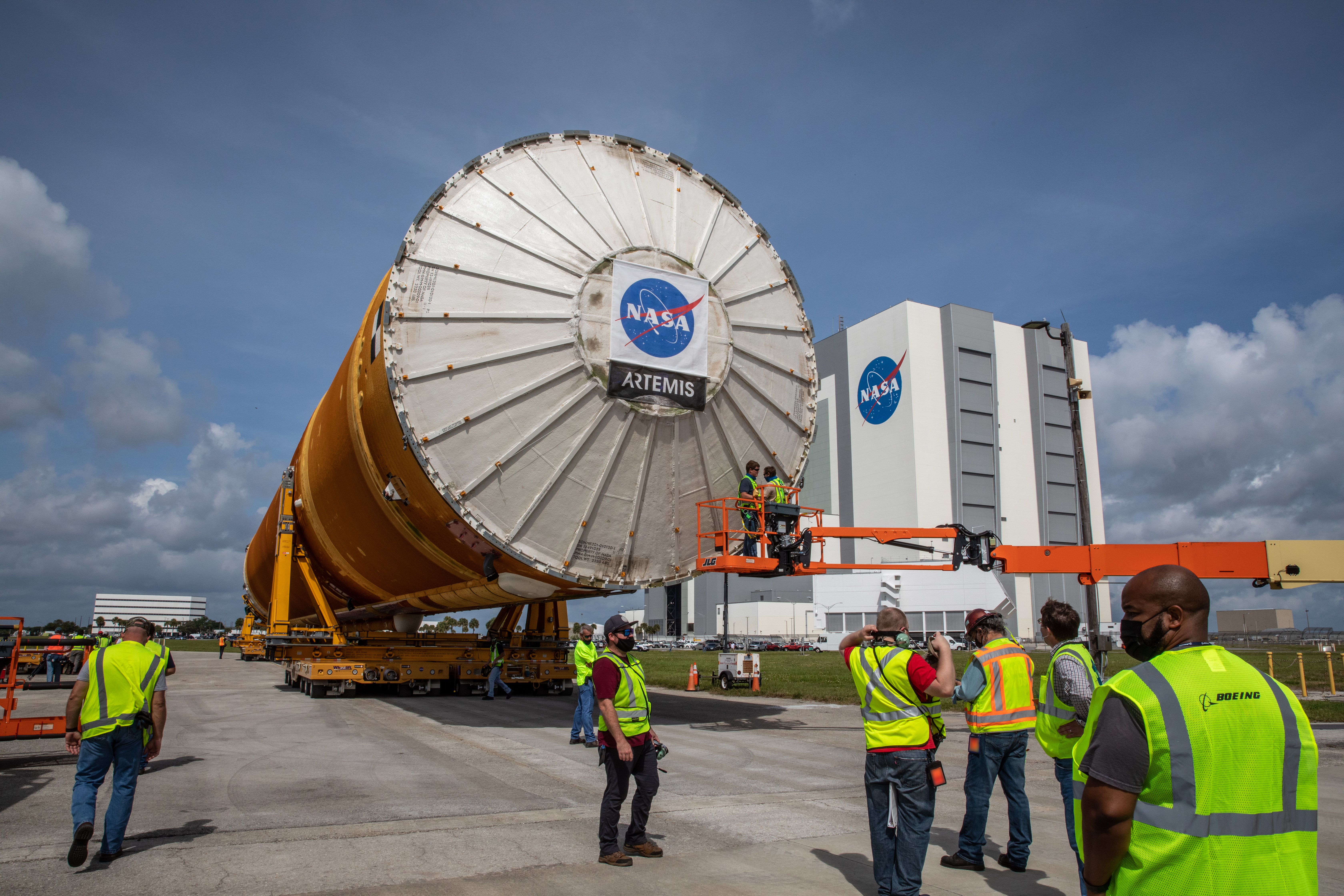 NASA Artemis being transported.