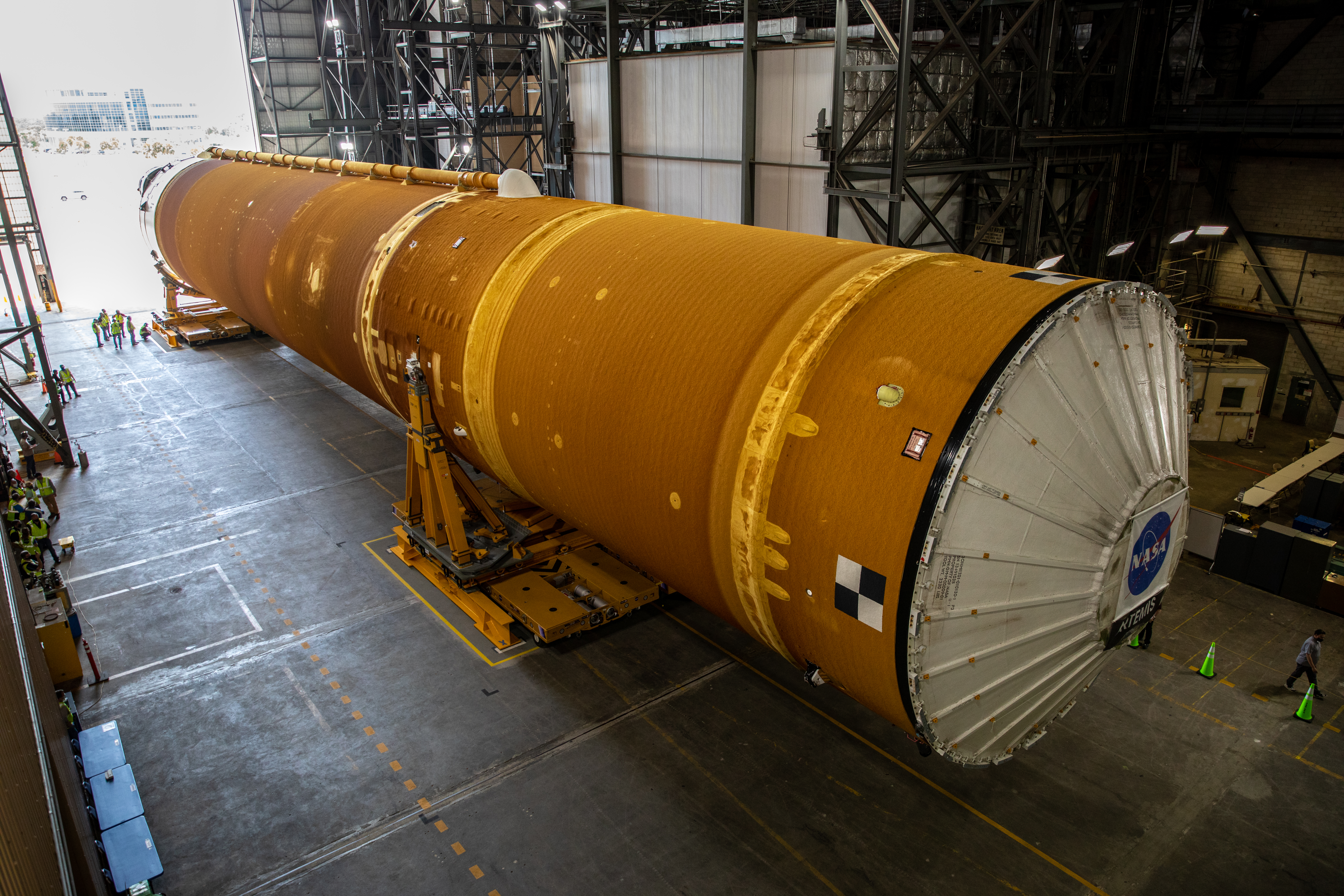 NASA's Artemis being prepared for transportation.