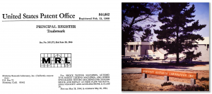 Monterey Research Laboratory, Inc. (MRL) trademark documentation and original location.